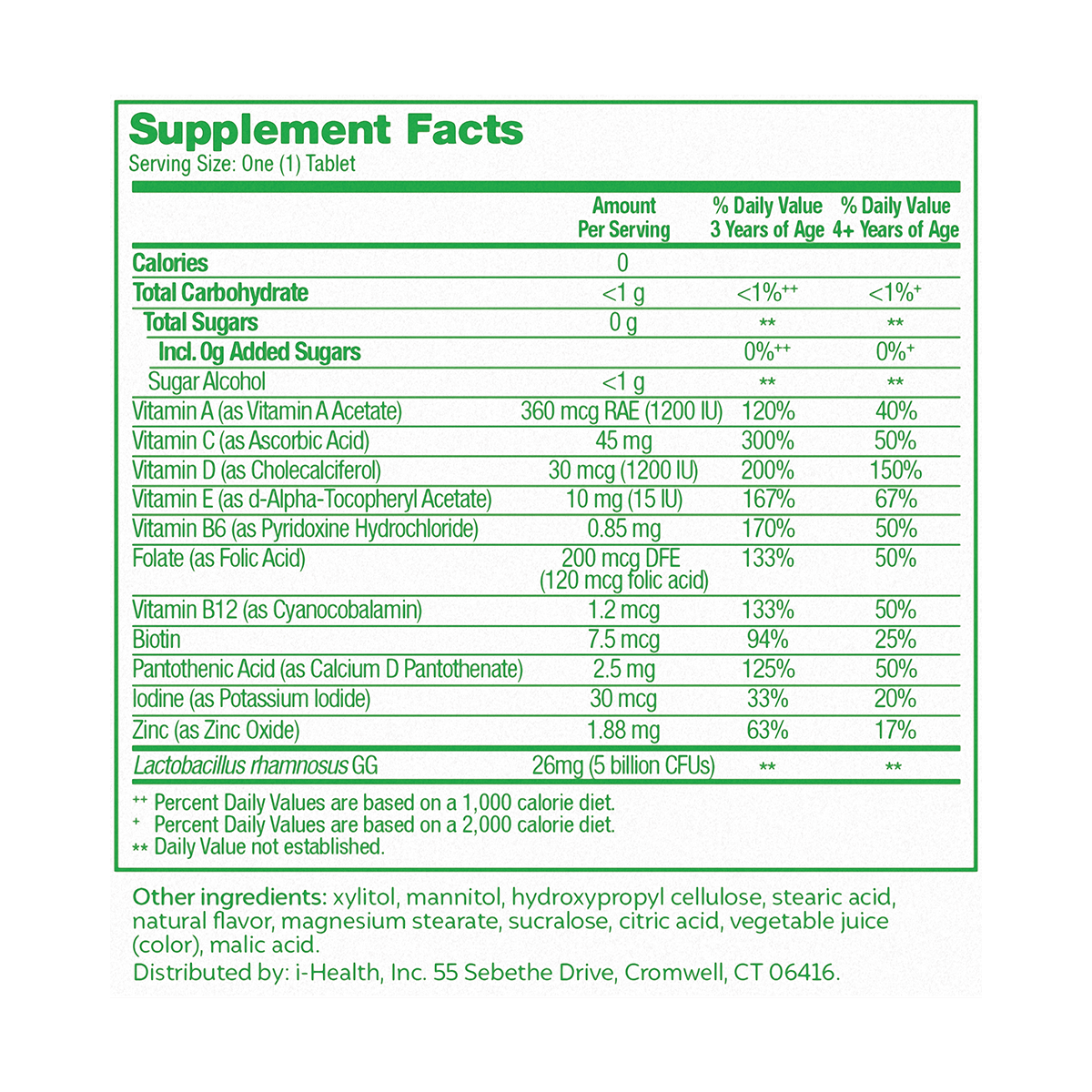 Culturelle Kids Daily Probiotic Plus Multivitamin Vegan Chewable for Oral Health, Digestive and Immune Support - Fruit Punch - 30ct