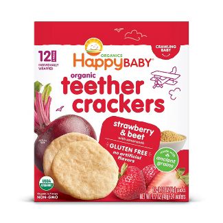 HappyBaby Strawberry & Beet Organic Teether Crackers - 12ct/0.14oz Each